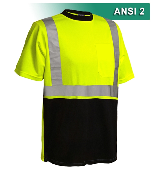 SKY HANDLING PARTNER USA VEA-102-ST-LB Safety Shirt: Hi Vis Pocket Shirt: Two-Tone Birdseye: ANSI 2